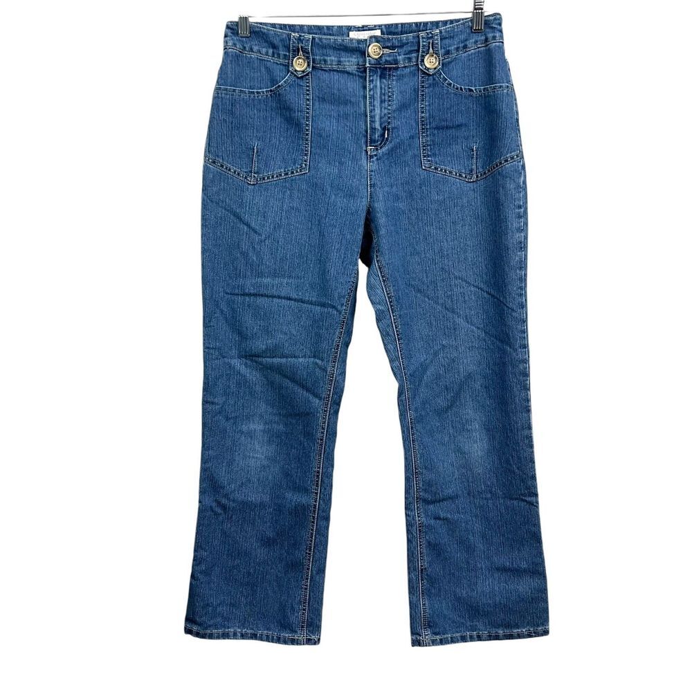Christopher & Banks Womens Jeans Straight Leg Flap Pockets Zip Fly Blue Sz 10*